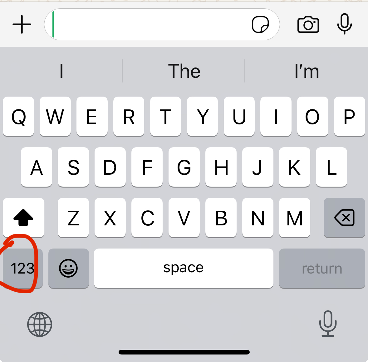 Screenshot of Default iPhone Keyboard