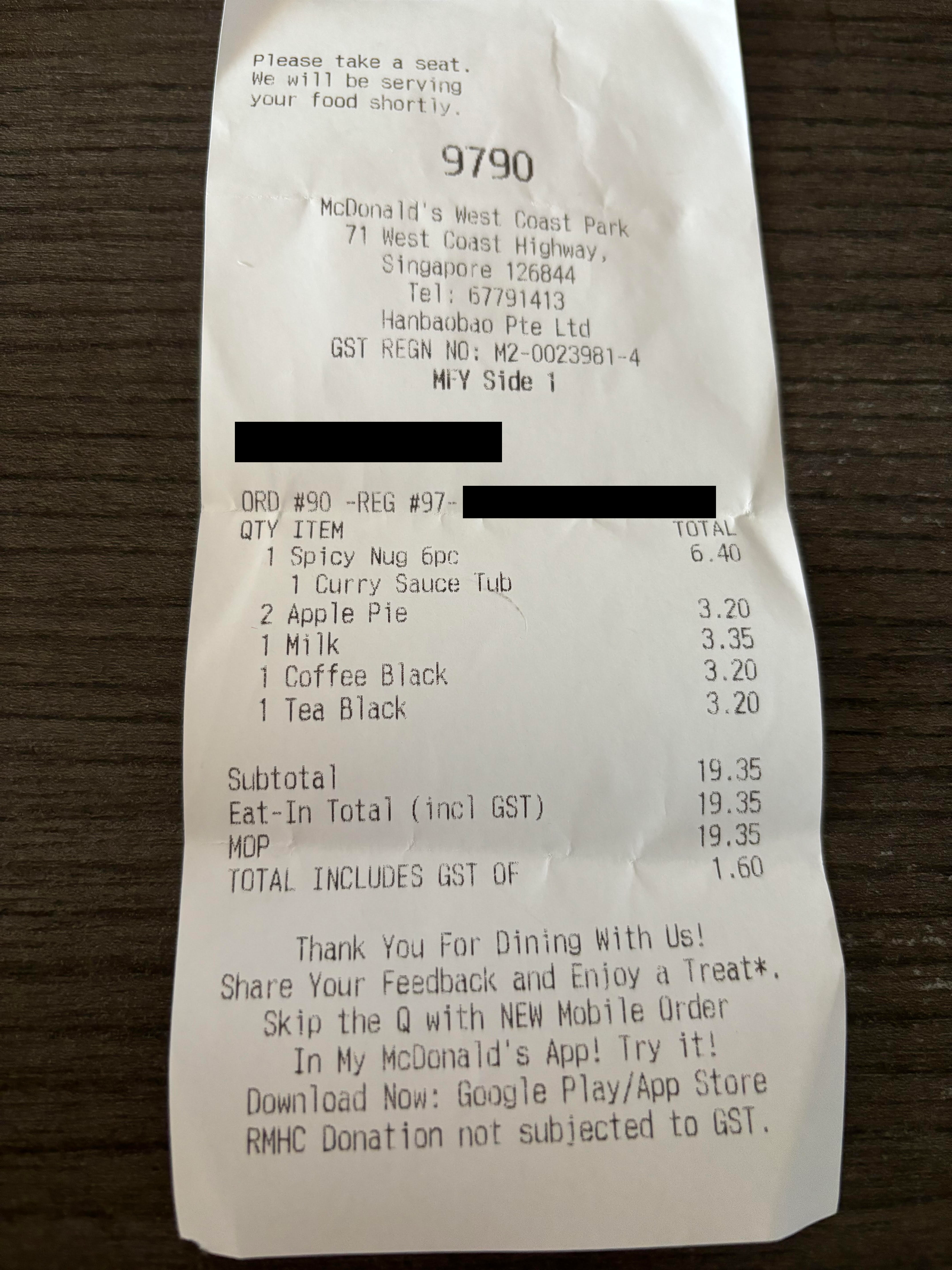 Photo of Receipt with Sensitive Information Blacked-out